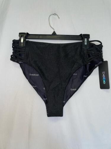 Bebe Metallic Shine High Waisted Moderate Coverage Bottoms Size Large NWOT - Picture 1 of 2