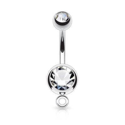 10pc Add-A-Charm Gem Belly Rings 14g Naval Navel 316L Surgical Steel Wholesale