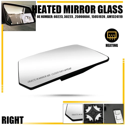 Right Passenger Side Wing Mirror Glass Heated For GMC Acadia CHEVROLET Traverse