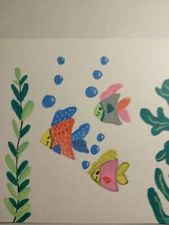 GAT Fish Art ORIGINAL Painting Whimsical Impressionism 5x5 Ocean Lake PAINTINGS