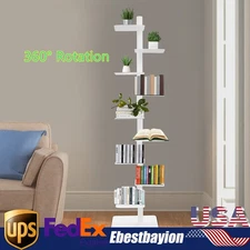 Rotating Spine Bookshelf Vertical Spine Book Tower 9-Tier Metal Book Organizer