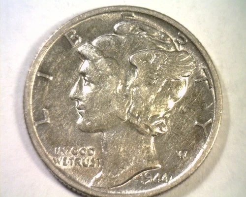 1944-D MERCURY DIME ABOUT UNCIRCULATED+ AU+ NICE ORIGINAL BOBS COINS 99c SHIP