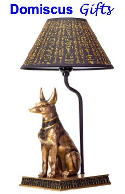 18'' NEW Bronze-Colored ANUBIS Desktop LAMP Egyptian God of AFTERLIFE Underworld