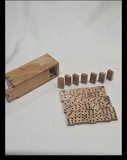 Vintage Double Six Domino Set with Red Trim Tiles in Burgundy Vinyl Zip Case — listing 6