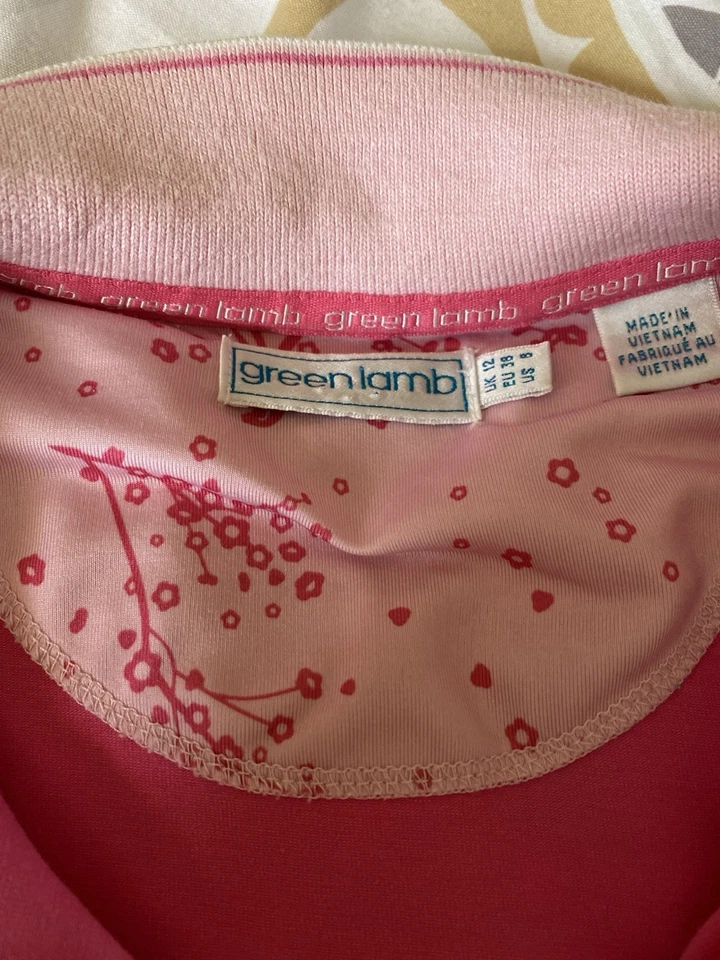 Green Lamb Ladies Golf Polo Shirt Size 12 Pink Short Sleeve Top Golf Wear - Image 2 of 4