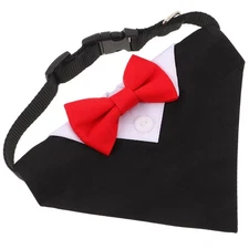  Dog Scarf Bandana - Pet Adjustable Triangle Scarves Bandanas With Bowtie - Dog