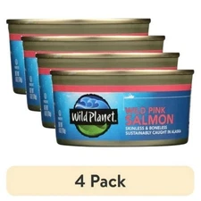 (4 Pack) Wild Planet Alaska Wild Pink Salmon - 6 oz Cans, Sustainably Caught