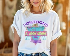 Pontoons & High Noons Shirt – Retro Boat Party Summer Graphic Tee A432