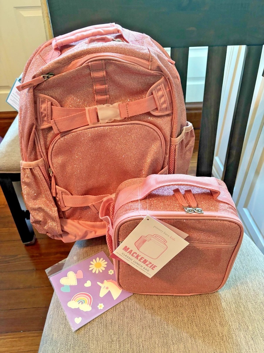 Pottery Barn school Disney Glitter LARGE BACKPACK+LUNCH Bag Travel