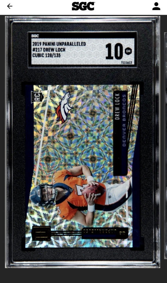 Drew Lock 2019 Panini Unparalleled #217 Cubic Prizm RC 128/135 SGC GEM 10 💎 NFL - Imagem 2 de 4
