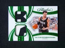 1/5 JSY# 1/1 ! 2024-25 Panini Flawless Victor Wembanyama Dual GU Patch Emerald