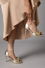 Coast Womens Occasion Heels Gold Strappy Bow Platform Stiletto Sandals