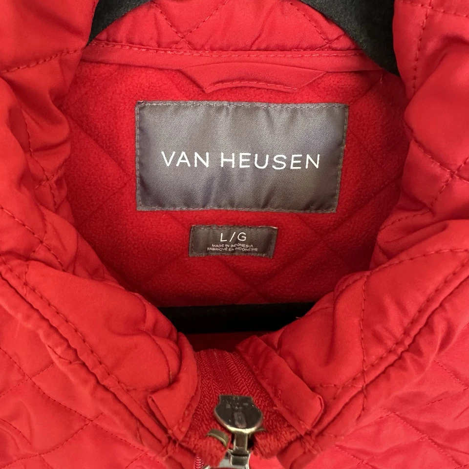 Chaleco Van Heusen Mujer L Rojo Acolchado Puffer Híbrido Cremallera Completa Bolsillos Y176F Foto 4 de 4