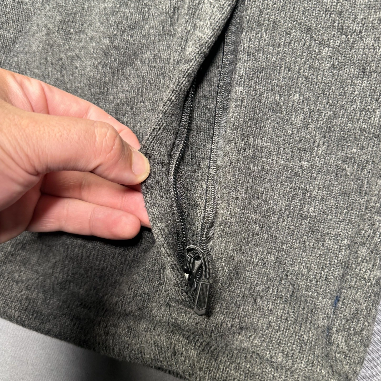 Mercedes-Benz Jacket Mens Large Gray Fleece Full Zip Stand Collar Logo Pockets image 6