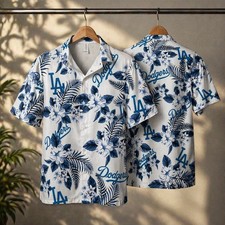 Los Baseball Angeles Team Dodgers Hawaiian Button Down Shirt Unisex Adults