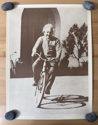 1975 Albert Einstein 1933 Riding A Bike Poster CIT CA Archives 22x16.5''