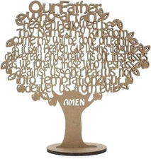 The Lord's Prayer Tree of Life, Laser-Cut Wood Tabletop or Wall Decor