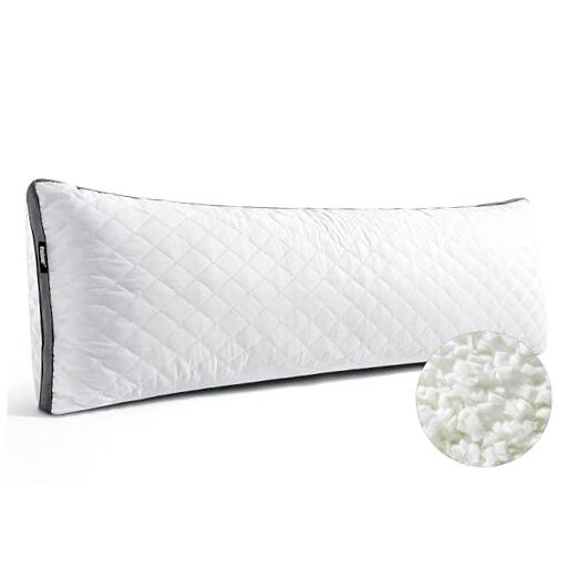 Shredded Memory Foam Full Body Pillow, Long 3D Loft Quilted 