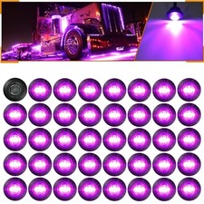 Purple 3/4" 12V Round LED Clearence Light Front Rear Side Marker 40Pcs Purple