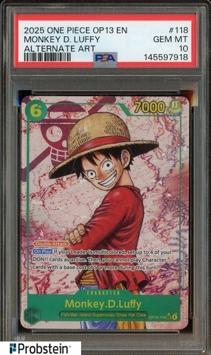2025 One Piece OP13 #118 Monkey D. Luffy Alt Art PSA 10