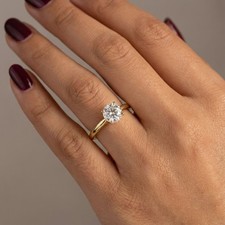 Solitaire Engagement Ring 14K Gold Petite 1.70 CT Round Lab-Grown Diamond E VS1