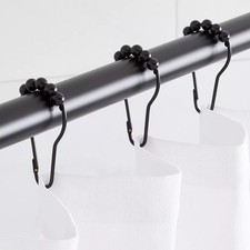 Signature Hardware Roller Ball Shower Curtain Rings - Set of 12 - Matte Black