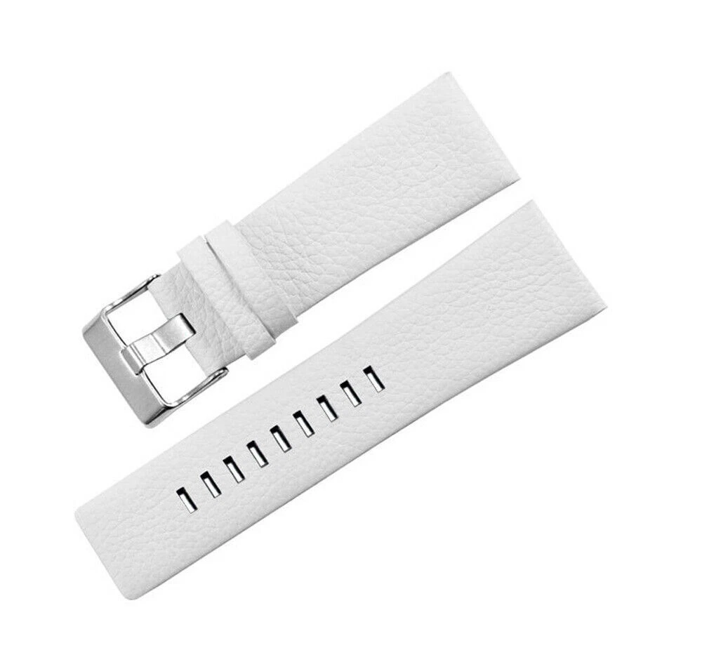 Genuine Leather Wrist Band For Diesel DZ1405 Watch White 27mm Strap