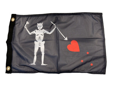 Blackbeard Skeleton Pirate Polyester 12x18 Inch Flag Outdoor Banner 21-Z9