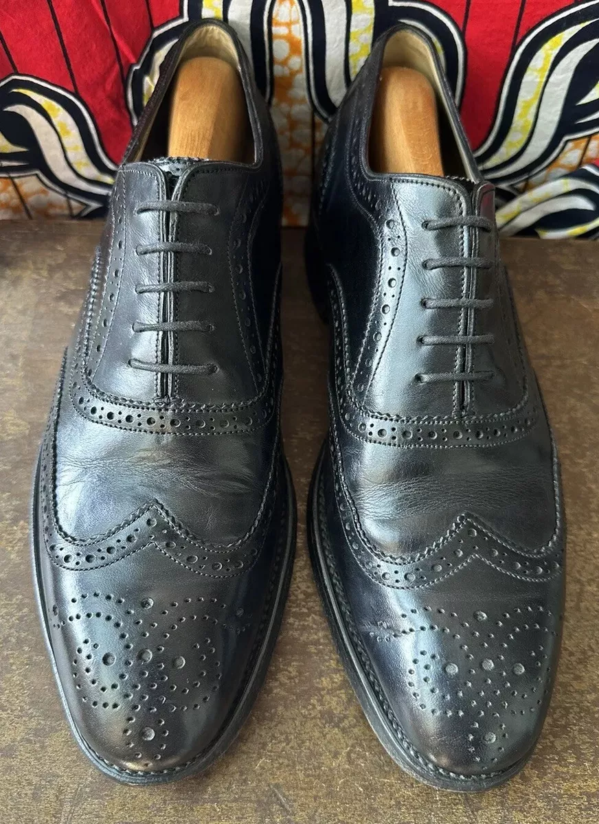 BARKER X HERRING CARNABY OXFORD WING BROGUE BLACK CALF MENS SHOE