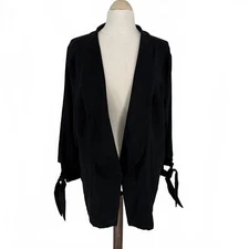 Stylish Black Open Front Jacket - Size 4XL
