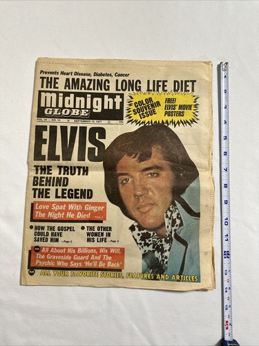 Midnight Globe Tabloid September 13 1977 Vol 24 #13 Elvis Presley The Legend - Picture 3 of 12