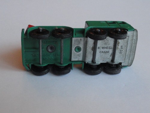 VINTAGE LESNEY MATCHBOX #30 8 WHEEL CRANE 1965 GREEN & ORANGE - Bild 6 von 6