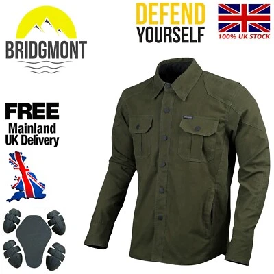 BRIDGMONT Motorbike Motorcycle Shirt Jacket Aramid Lined CE Biker Armour Water Resistant
