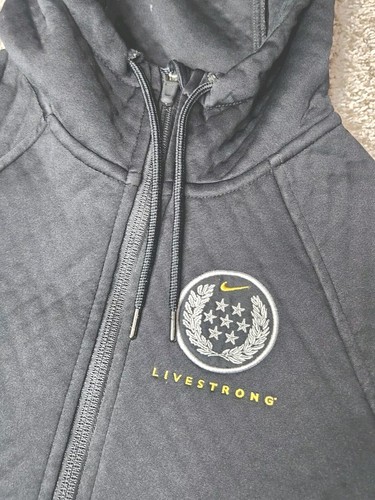 Nike Livestrong Full Zip Hooded Jacket Black Yellow Womens Size XS Gray Tag - Picture 4 of 9