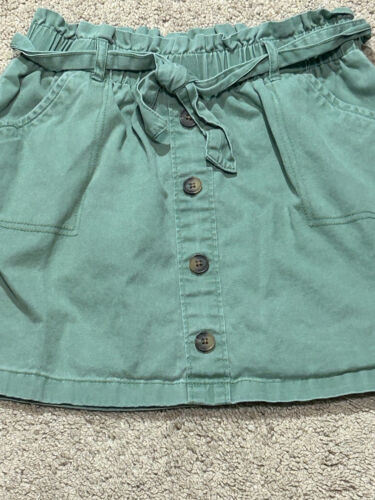 OshKosh Bigosh Girls Skirt 12/12A Green Button Front Belted Pockets Casual - Picture 3 of 10