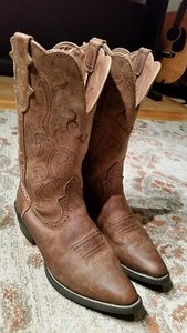 JUSTIN STAMPEDE PUMA TAN LEATHER J TOE WESTERN COWGIRL BOOTS #L2561 WOMEN'S 8B | eBay