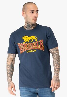 Lonsdale T-Shirt Classic Logo Black Oxblood Blue 100% Cotton Lonsdale T-Shirt Classic Logo Black Oxblood Blue 100% Cotton