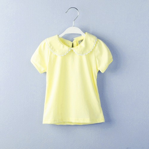 Baby Girl T-shirts Cotton Short Sleeve Peter Pan Collar Tee Tops 1-6 Years - Picture 15 of 15