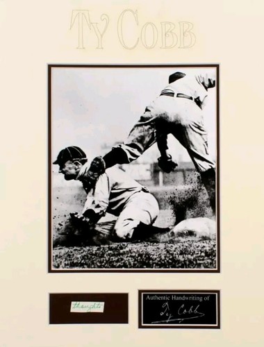 2 Ty Cobb Custom Matted 16x20 Cut Displays & HandWritten Words from Letter (PSA) - Picture 3 of 4
