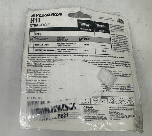 Sylvania H11 XTRAVISION headlight bulbs 2 pack new in opened package FAST SHIP - Picture 6 of 6