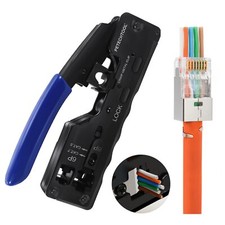 RJ45 Crimp Tool Ethernet Crimper for Cat7 Cat6A Cat5e Cat5 RJ45 Pass Through ...