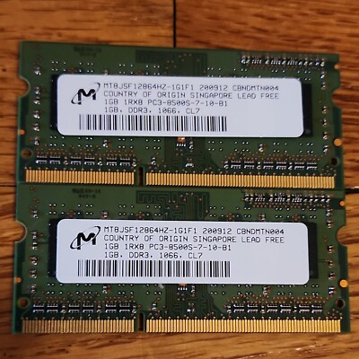 MacBook A1278 Micron 1GB 1Rx8 PC3-8500S SO-DIMM RAM