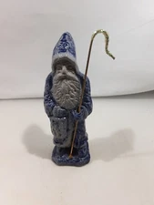 Vntg 1998 ROWE POTTERY WORKS Salt Glazed Santa Claus Shepherd’s Hook Staff 5.5"