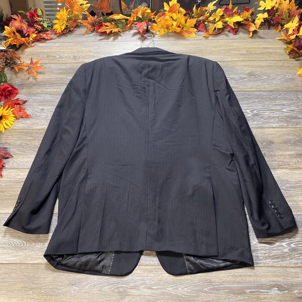 Chaqueta Blazer Talla 46 Corta Para Hombre Negra Rayas Forrada de Lana Concepts Claiborne Foto 2 de 4