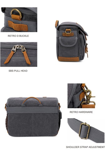 Waterproof Canvas SLR Camera Bag Shoulder Carry Insert Case For Nikon Canon Sony - Picture 14 of 27