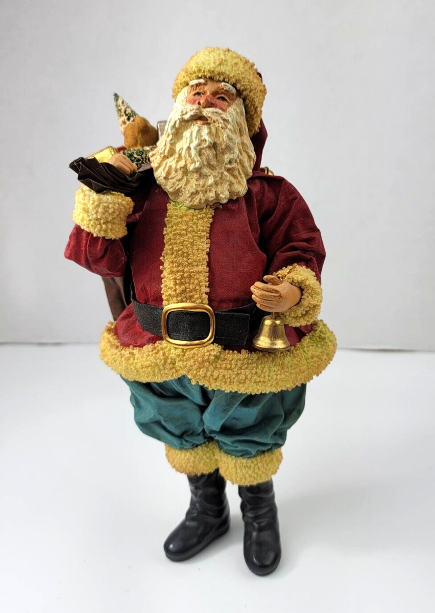 Vintage Fabric Mache Santa Figurine Christmas Toy Bag Sack Vintage Fabric Mache Santa Figurine Christmas Toy Bag Sack