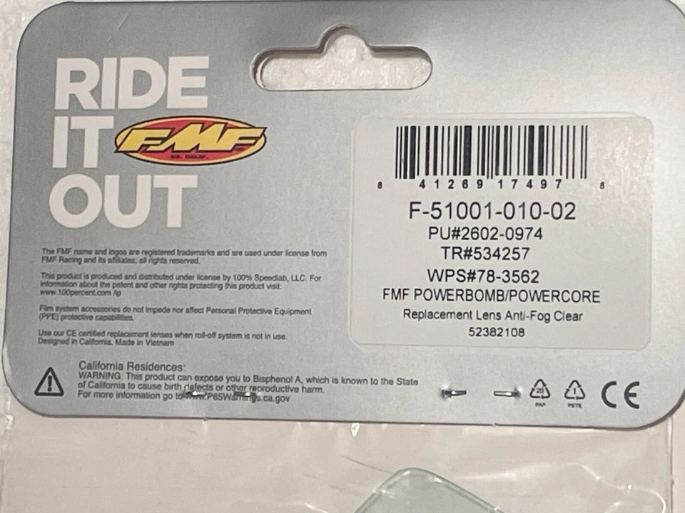FMF PowerBomb прозрачный объектив новый замены MX мотокросса очки объектив Powercore - Изображение 4 из 4