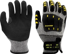 ☀️Ironwear A6 Cut Resistant Work Gloves TPR Fingers Padded Grip Palm Size 9 / L