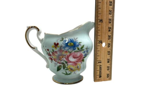 Paragon Warrant 4 oz Open Sugar Bowl Creamer Light Blue Multicolor Flowers - Picture 6 of 11