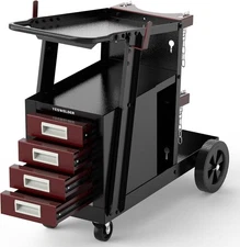 Heavy Duty Welding Cart with 4 Drawers, 360° Rolling Trolley for MIG/TIG/Plasma